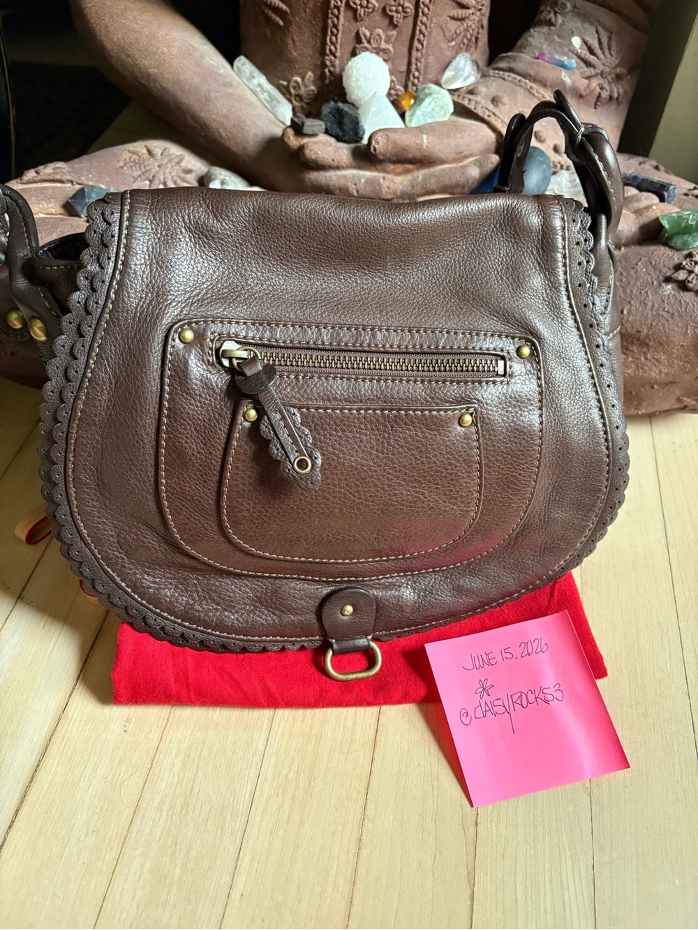 Ellen Tracey Brown Leather shoulder Bag Bohemian Hippie - Picture 4 of 7